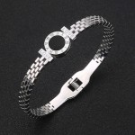 Arihant Stainless Steel Silver Plated Roman numerals Zig Zag Style Contemporary Bracelet