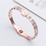Arihant Stainless Steel Rose Gold Plated Mother Of Pearl Roman Numerals AD Studded Bracelet