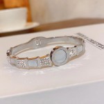 Arihant Stainless Steel Silver Plated Mother Of Pearl Roman Numerals AD Studded Bracelet