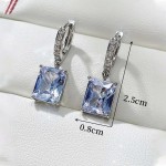 Arihant Silver Plated Rectangular American Diamond Studded Crushed Ice Cut Drop Earrings