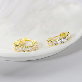 Arihant Gold Plated American Diamond Studded Contemporary Hoop Earrings