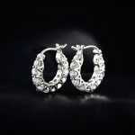 Arihant Silver Plated American Diamond Studded Contemporary Hoop Earrings