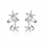 Arihant Silver Plated American Diamond Studded Triple Star Shaped Earrings