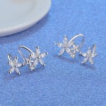 Arihant Silver Plated American Diamond Studded Triple Star Shaped Earrings