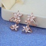 Arihant Rose Gold Plated American Diamond Studded Triple Star Shaped Earrings