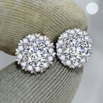 Arihant Silver Plated American Diamond Studded Round Shape Stud Earrings