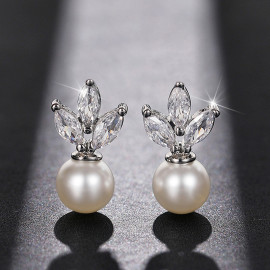 Arihant Silver Plated American Diamond Studded Korean Earrings