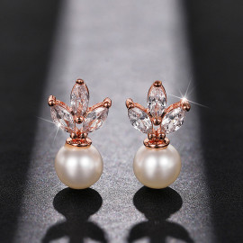 Arihant Rose Gold Plated American Diamond Studded Korean Earrings