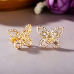 Arihant Gold Plated American Diamond Studded Butterfly Shaped Korean Earrings