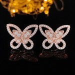Arihant Rose Gold Plated American Diamond Studded Butterfly Shaped Korean Earrings