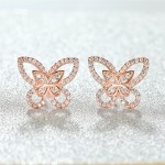 Arihant Rose Gold Plated American Diamond Studded Butterfly Shaped Korean Earrings