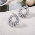 Arihant Silver Plated American Diamond Studded Contemporary Drop Earrings
