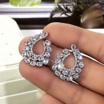 Arihant Silver Plated American Diamond Studded Contemporary Drop Earrings