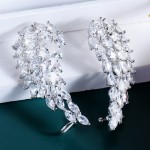 Arihant Silver Plated American Diamond Studded Wing Shape Contemporary Drop Earrings