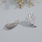 Arihant Silver Plated American Diamond Studded Wing Shape Contemporary Drop Earrings