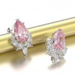 Arihant Silver Plated American Diamond Studded Pink Crushed Ice Cut Drop Earrings