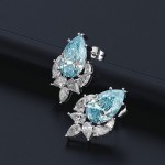 Arihant Silver Plated American Diamond Studded Blue Crushed Ice Cut Drop Earrings