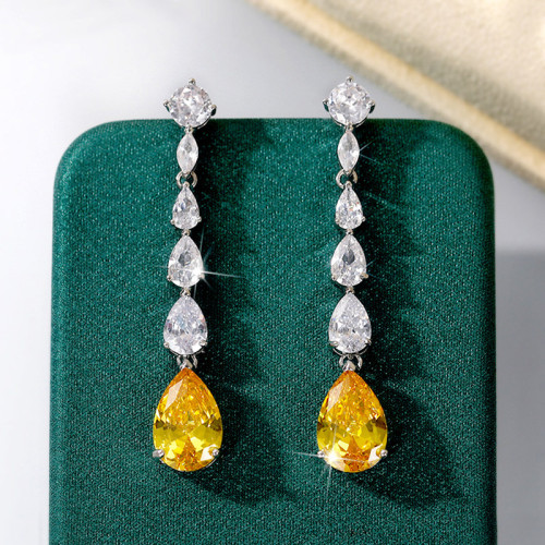 Arihant Silver Plated AD Studded Yellow Teardrop S...