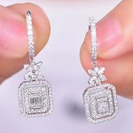 Arihant Silver Plated American Diamond Studded Iconic Luxury Geometric Drop Earrings