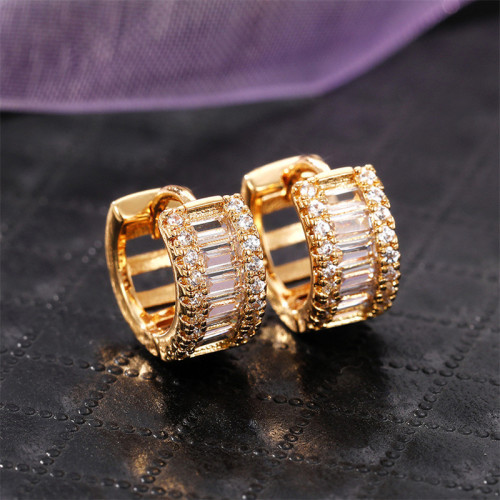 Arihant Gold Plated American Diamond Studded Contemporary Hoop Earrings