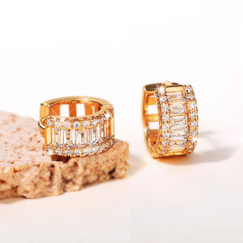 Arihant Gold Plated American Diamond Studded Contemporary Hoop Earrings