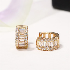 Arihant Gold Plated American Diamond Studded Contemporary Hoop Earrings