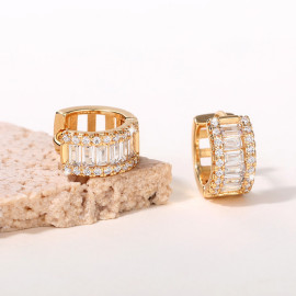 Arihant Gold Plated American Diamond Studded Contemporary Hoop Earrings