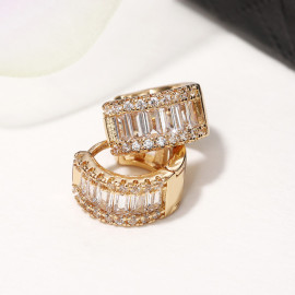 Arihant Gold Plated American Diamond Studded Contemporary Hoop Earrings