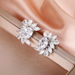 Arihant Silver Plated American Diamond Studded Crushed Ice Cut Stud Earrings