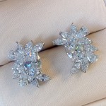 Arihant Silver Plated American Diamond Studded Crushed Ice Cut Stud Earrings