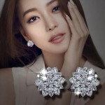 Arihant Silver Plated American Diamond Studded Floral Silver Stud Earrings