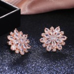 Arihant Rose Gold Plated American Diamond Studded Floral Stud Earrings