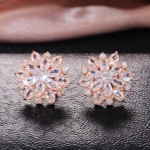 Arihant Rose Gold Plated American Diamond Studded Floral Stud Earrings
