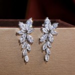 Arihant Silver Plated American Diamond Studded Floral Themed  Drop Earrings