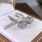 Arihant Silver Plated American Diamond Studded Rectangular Crushed Ice Cut Drop Earrings