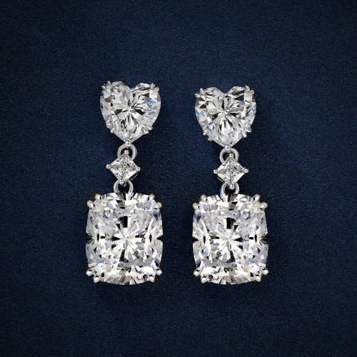 Arihant Silver Plated AD Studded Silver Heart inspired Crushed Ice Cut Drop Earrings