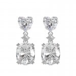 Arihant Silver Plated AD Studded Silver Heart inspired Crushed Ice Cut Drop Earrings