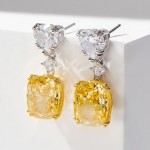 Arihant Silver Plated AD Studded Silver Heart inspired Yellow Crushed Ice Cut Drop Earrings