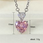 Arihant Silver Plated American Diamond Studded Pink Heart Shape Pendant