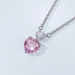 Arihant Silver Plated American Diamond Studded Pink Heart Shape Pendant