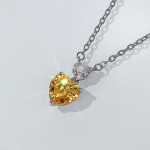 Arihant Silver Plated American Diamond Studded Yellow Heart Shape Pendant