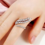 Arihant Silver-Plated CZ Stone-Studded Leaf inspired Adjustable Silver Ring