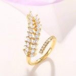Arihant Gold-Plated CZ Stone-Studded Leaf inspired Adjustable Finger Ring