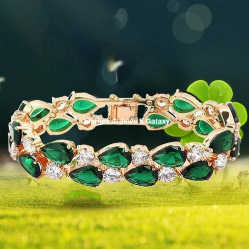 Arihant Rose Plated Green CZ Bracelet 3013
