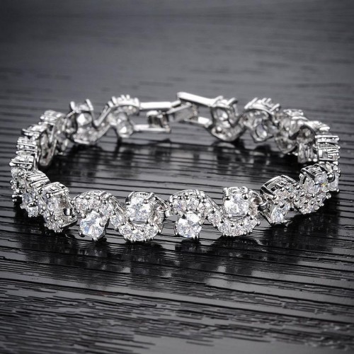 Arihant Platinum Plated American Diamond Single Strand Fashion Bracelet 3068