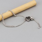 Arihant Black Silver-Plated Stone-Studded Bracelet 3290