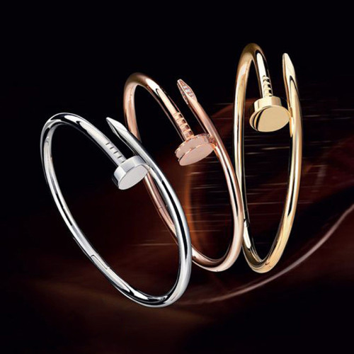 Arihant Gold, Rose Gold and Silver Plated Stainless Steel Anti Tarnish Nail Bracelet Combo of 3