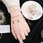 Arihant Gold, Rose Gold and Silver Plated Stainless Steel Anti Tarnish Crystal Studded Evil Eye Bracelet Combo of 3