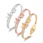 Arihant Stainless Steel Gold, Rose Gold and Silver Plated Butterfly inspired AD Studded Bracelet