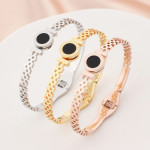 Arihant Stainless Steel Gold, Rose Gold and Silver Roman numerals Zig Zag Style Contemporary Bracelet